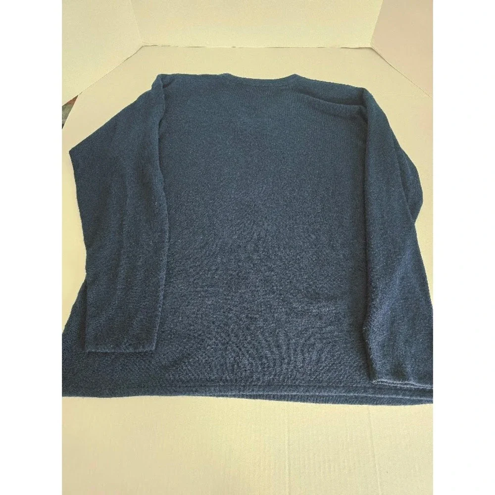 Cherry Webb V‎ Neck Long Sleeve Cozy Knit Sweater Top Women's XL Navy Blue